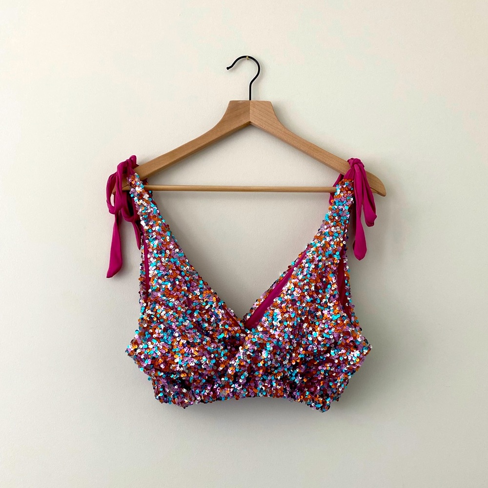 Free People Multicolored Sequin Top - image 3